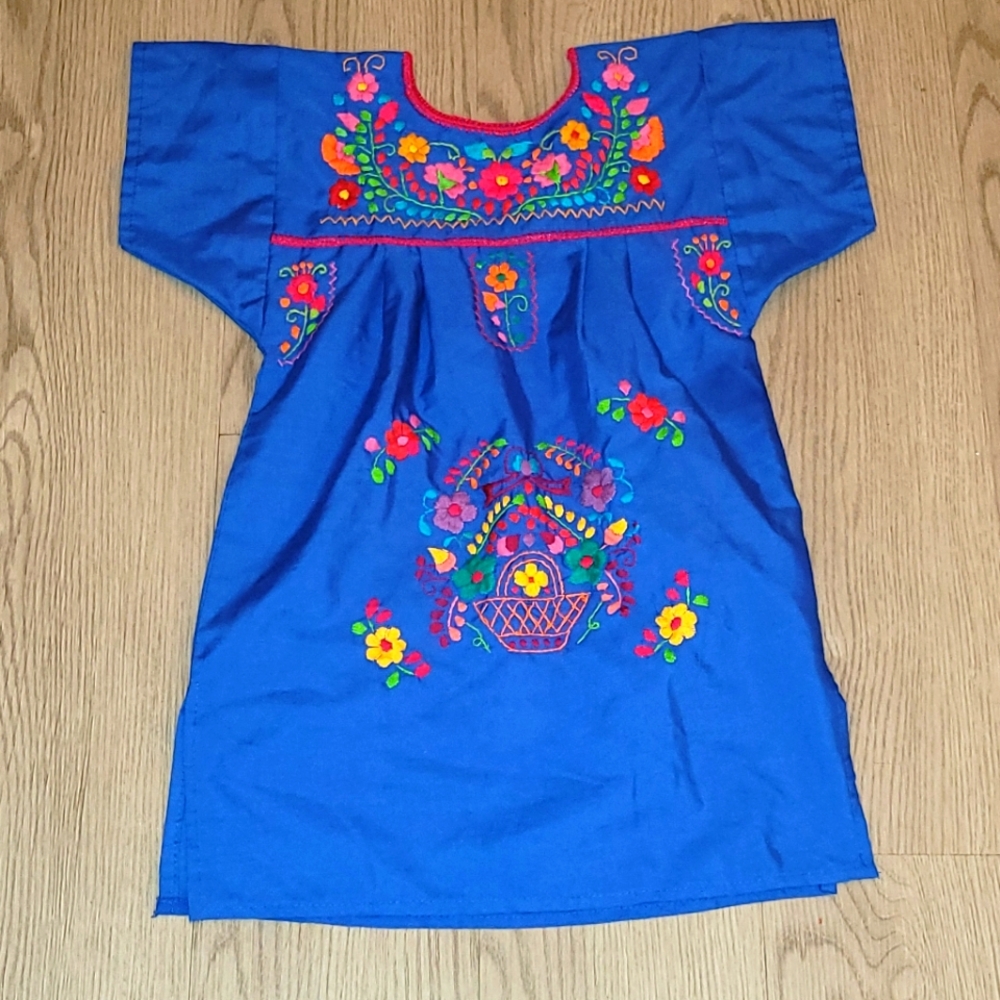 Girls Mexican embroidered dress